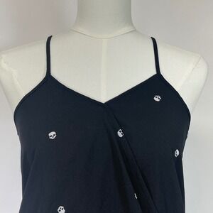 Hippie Rose Black Skull Print Sleeveless V Neck Tank Top - XS‎